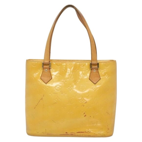 LOUIS VUITTON Monogram Vernis Houston Hand Bag Lime Yellow M91055 LV Auth 131741 - Picture 12 of 16